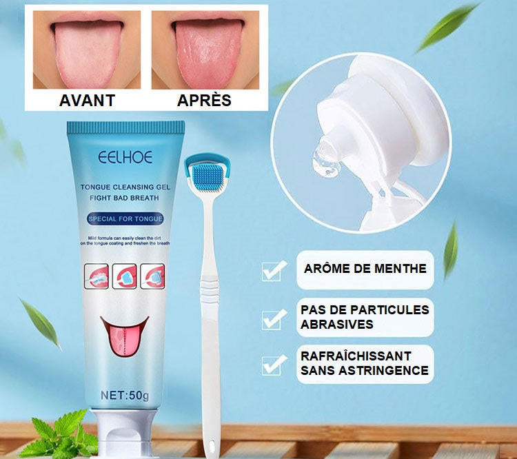 Gel+brosse nettoyant pour langue